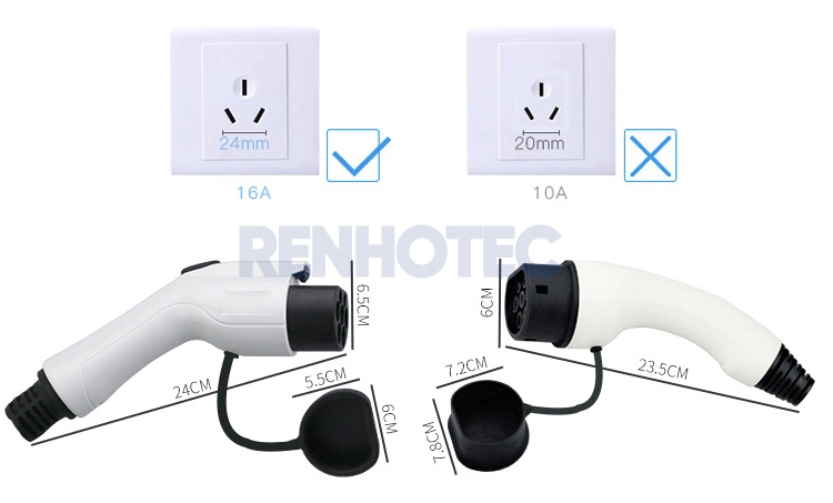 IEC Plug to SAE Socket 16A EV Charging Adapter with 0.5 Meters Cable