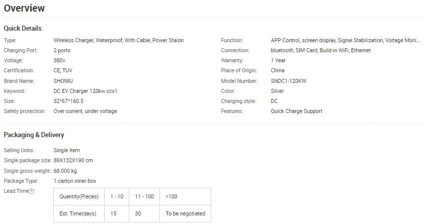 Newly Made CCS1 200A 1000V DC Fast EV Connector with 5 Meter Charging Cable